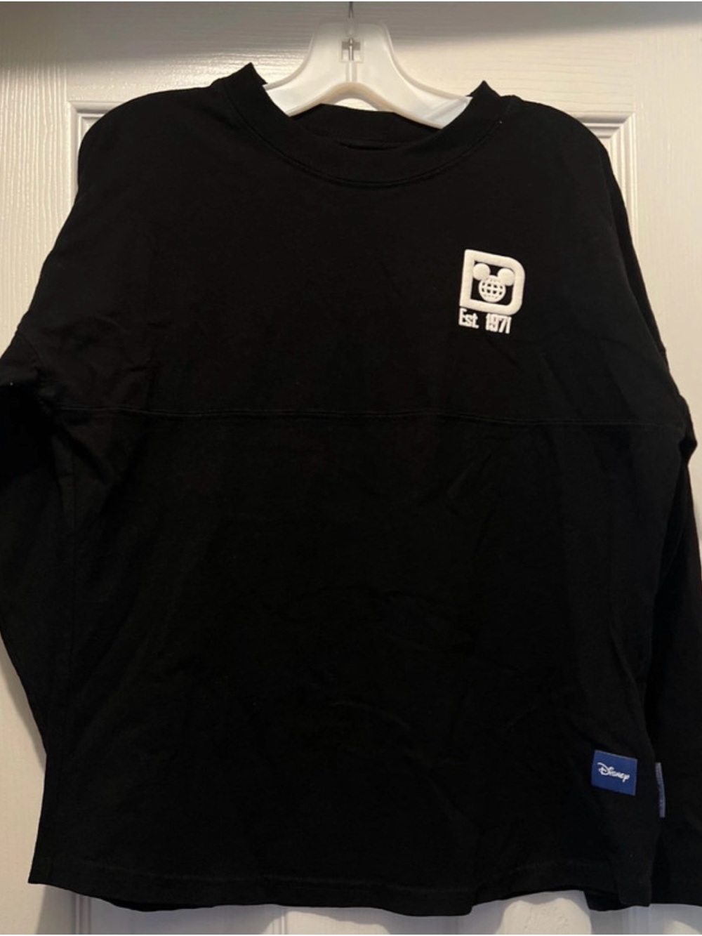 Disney Black Long Sleeve Tee with White Logo Patch